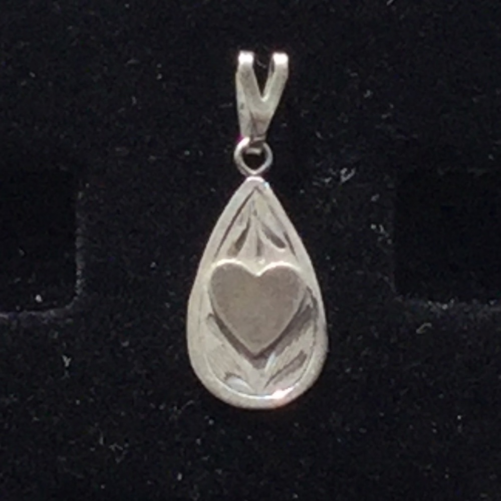 Pewter Tear Drop Heart Pendant